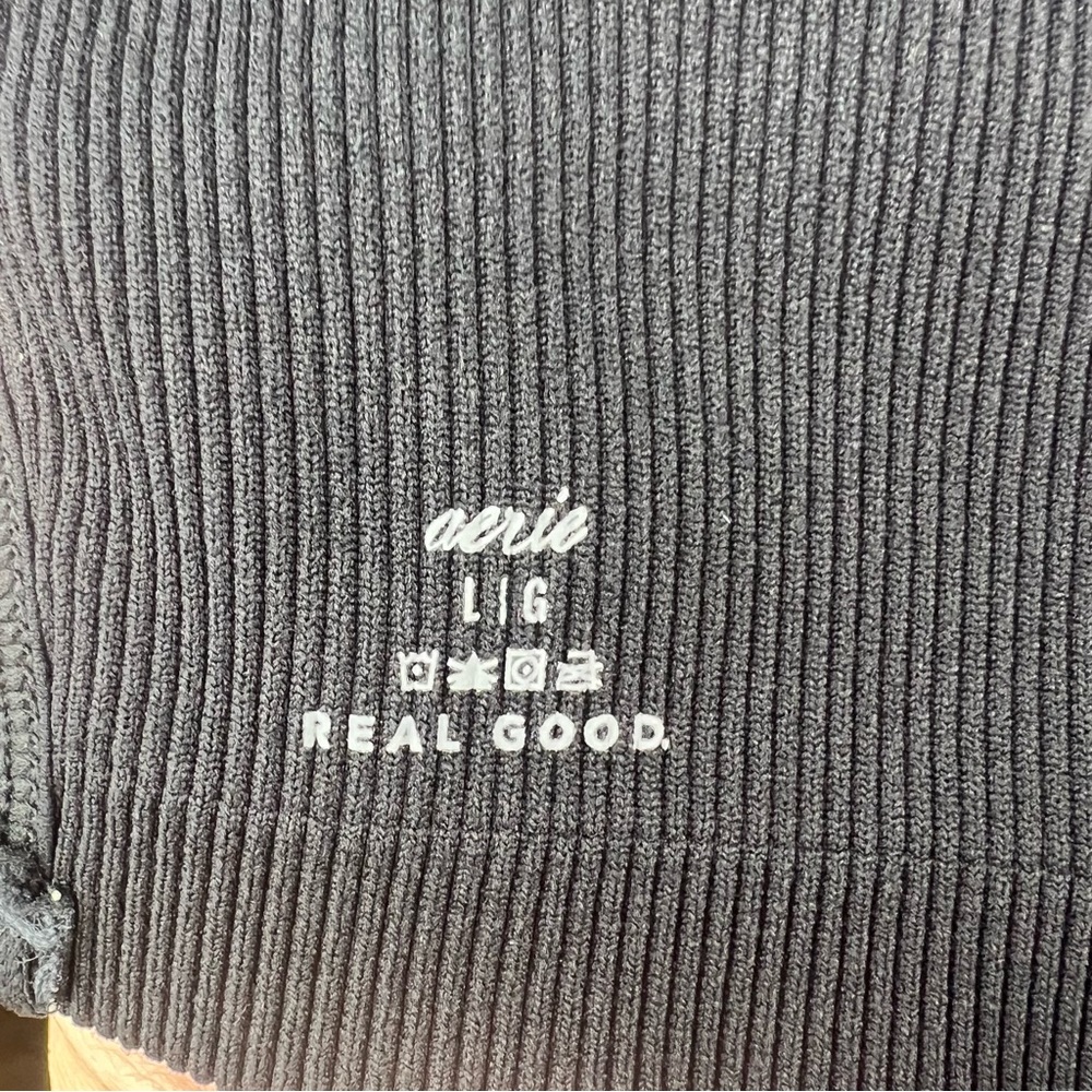 Aerie Black Size Large Real Good Ribbed Strappy Back Bralette - Picture 3 of 3